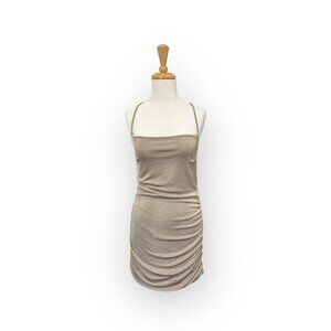 MABLE Millie Slinky Side Dress Size L Large Mocha Brown
